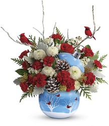 Teleflora's Cardinals In The Snow Ornament from Gilmore's Flower Shop in East Providence, RI